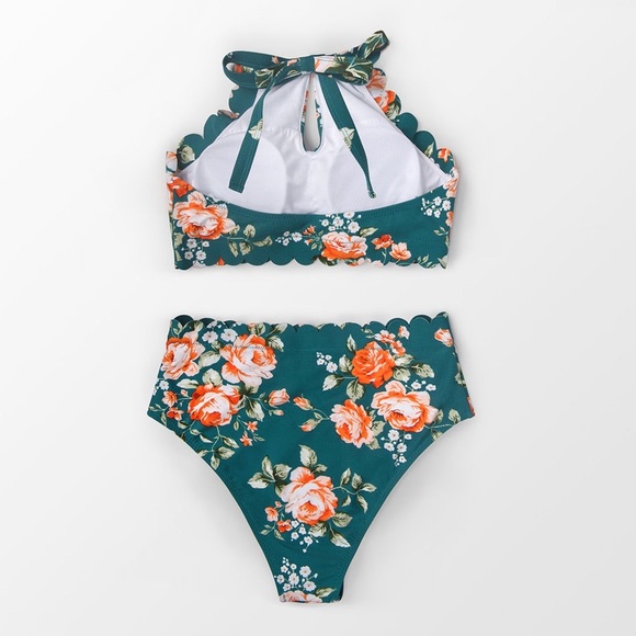 Cupshe Floral Bikini in Teal and Orange - Picture 4 of 7